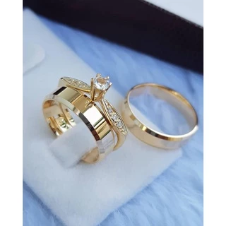 Par Alianças Moedas Antiga Casamento Noivado Chanfrada 5MM + Forro de Aço + Anel Paris