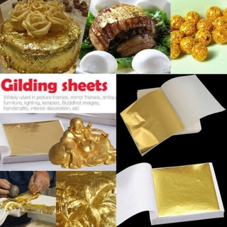 100X Papel Folha De Ouro Decoração De Bolo De Alimentos Dourado