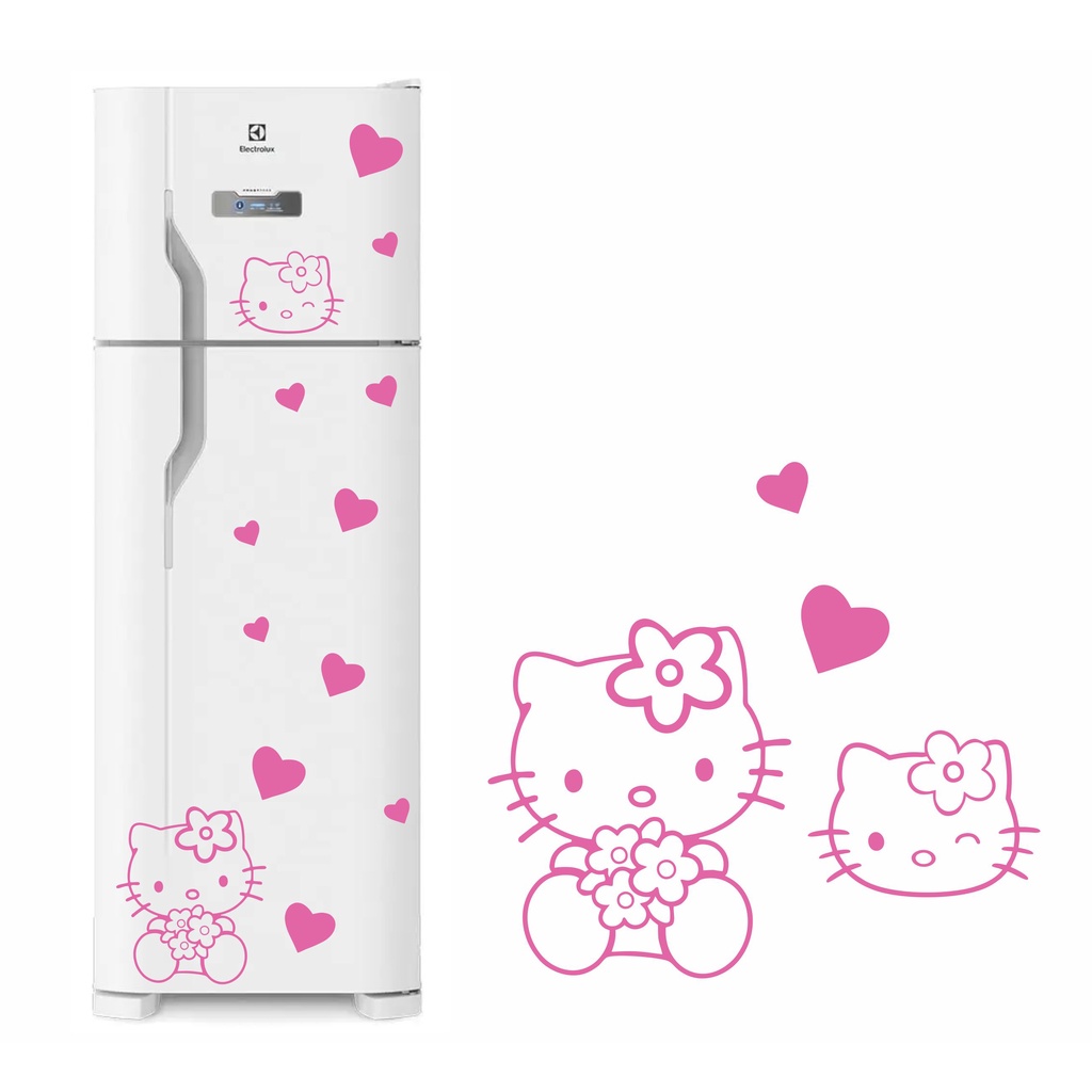 Adesivo Personalizado Kit 4un Notebook Geladeira Hello Kitty