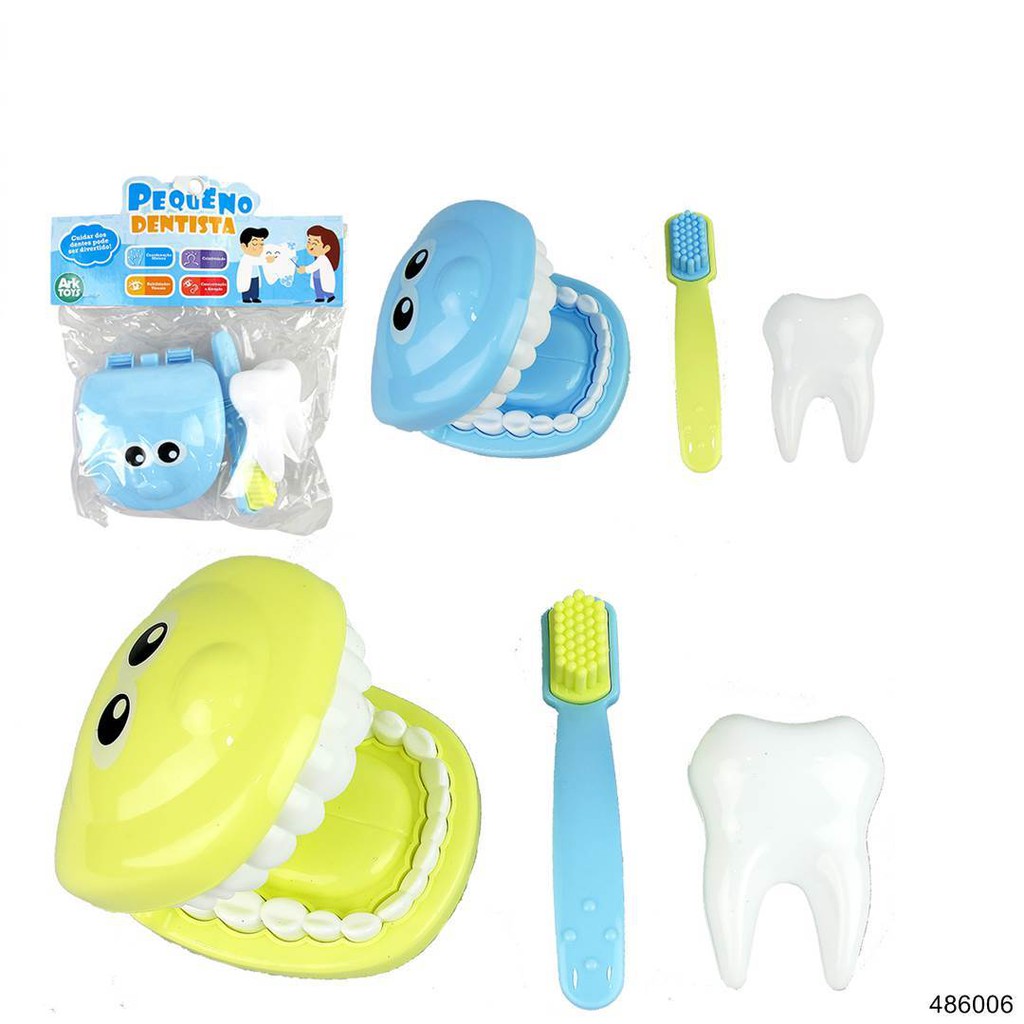 BRINQUEDO KIT MÉDICO DENTISTA INFANTIL COM BOCA + DENTE E ESCOVA DENTAL ...