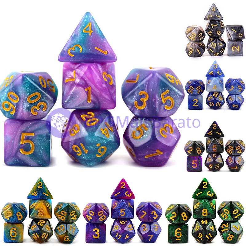 Conjunto 7 Dados Glitter Galaxy [RPG]