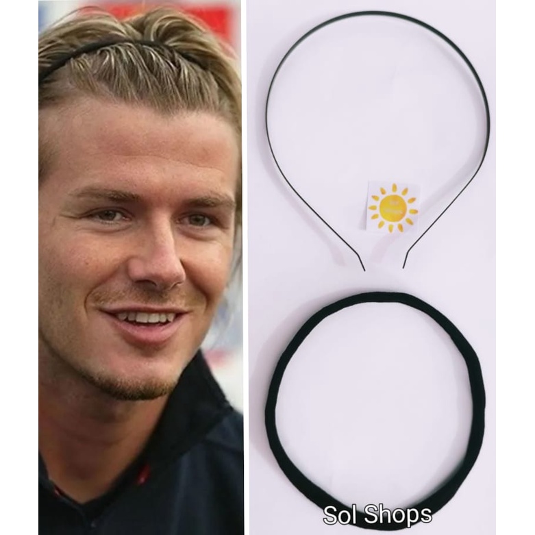 Elastico Grande + Tiara Beckham Masculino Headband Esporte preto