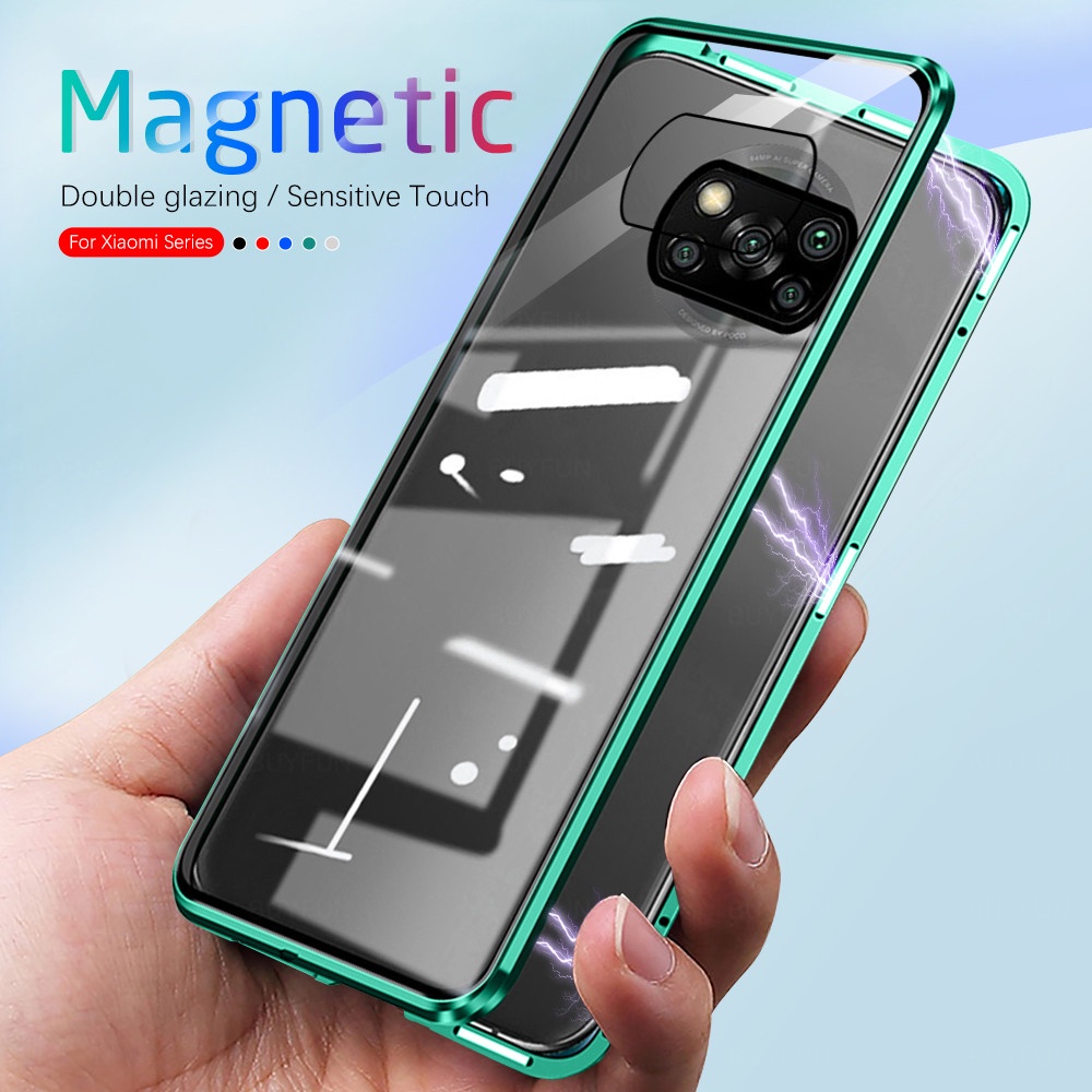 Capa Flip Magnética De Metal Dupla Face Com Proteção 360 Graus Para Xiaomi Mi Poco X3 Prox3 Nfc 0018