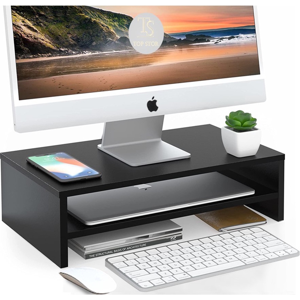 Mesa Base para Monitor Duplo Home Office Preto A Pronta Entrega