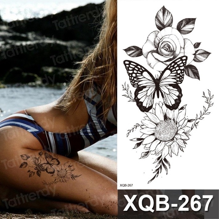 Tatuagem Temporária Feminina Grande Borboleta Tribal - Loja Tatuagem Mania