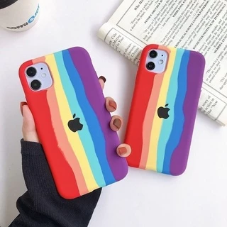 Capa Case Capinha Silicone Aveludada Colorida Arco-íris Todos Iphone 6, 7/8, plus, x, xr, xs, max, 11, 12