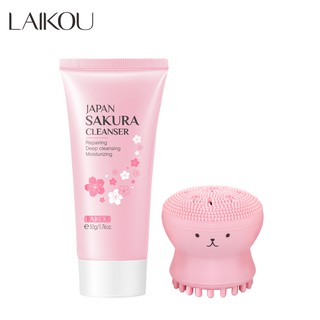 LAIKOU Sakura Escova De Limpeza De Espuma 2pçs Controle De Oleosidade