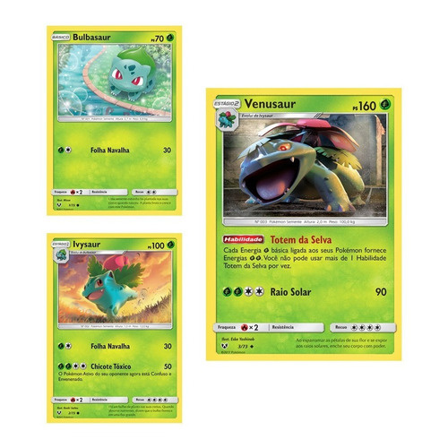 Kit Carta Pokémon Venusaur E Evoluções Em Português