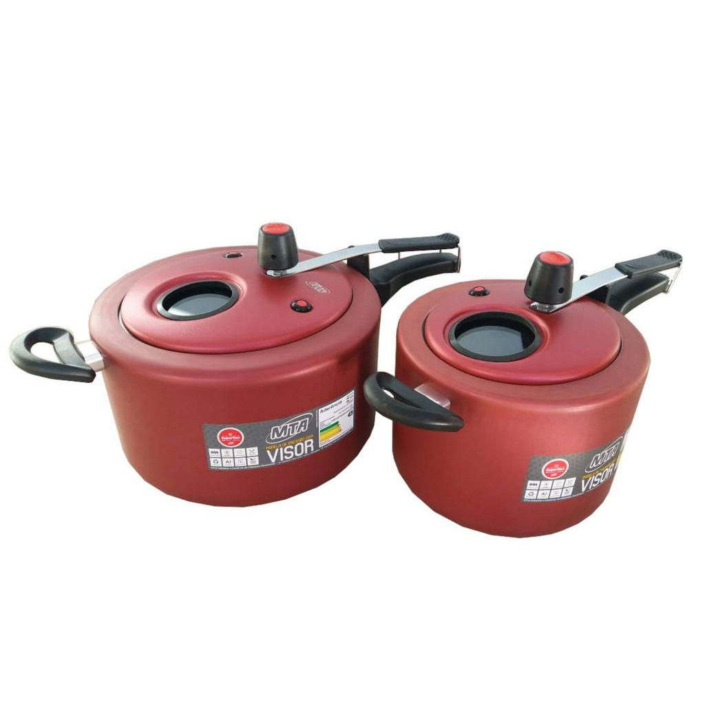 Panela de Pressão MTA Tampa Com Visor 4,5L - Vermelho