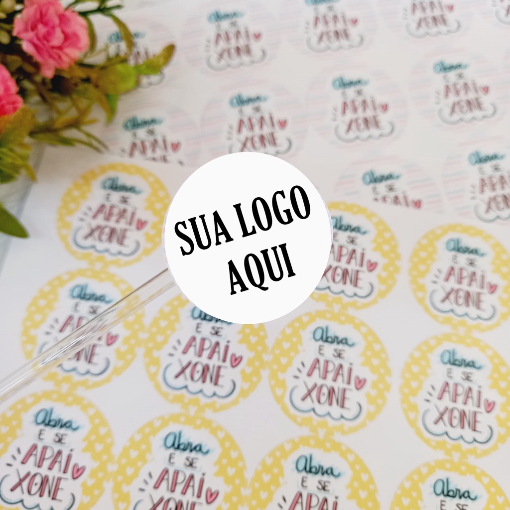 108 adesivos PERSONALIZADOS com a sua logo 4x4cm | Shopee Brasil