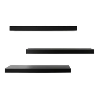 Kit 03 Prateleiras 30cm MDF Preto Nichos Sala Cozinha Quarto Banheiro