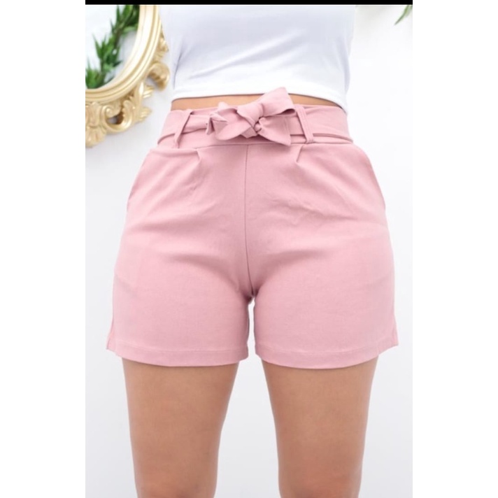 Short cintura alta bengaline best sale shortinho laço roupas femininas