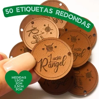 50 etiquetas couro sintetico personalizadas crochê, trico, costura criativa