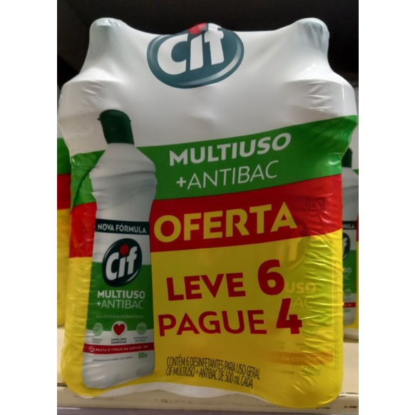 kit 6 unidades cif multiuso +antibac,n500 ml | Shopee Brasil