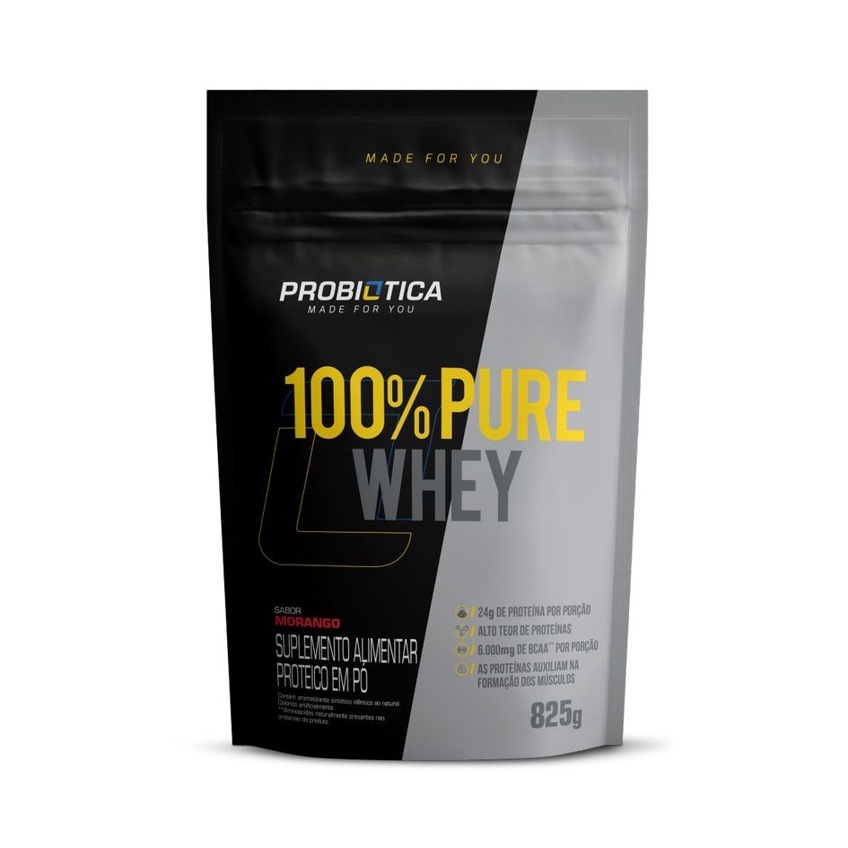 100% Pure Whey (825g) – Probiótica,proteína,suplemento, criador de músculos, emagrecedor, treino,academia100% Pure Whey Refil (825g)