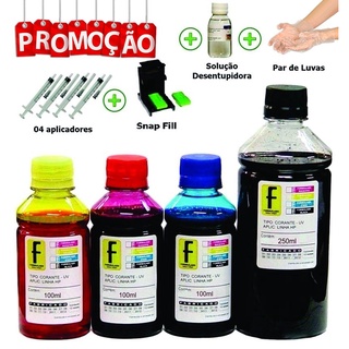 1350ml Kit Tinta Recarga Cartucho Impressora Hp + 1 Snap Com Manual de Instruções