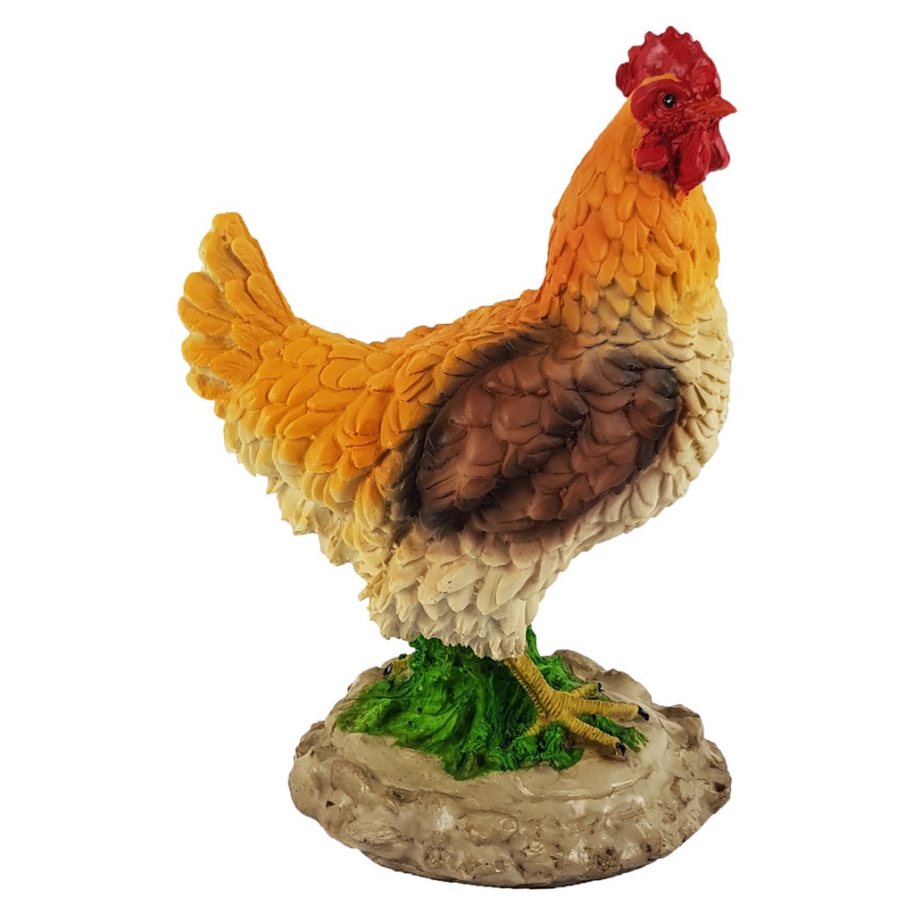 MEUMITY Estátua de galinha de olho grande para decoração de casa, ornamento  de galinha de resina de desenho animado para escada de jardim quintal de  fazenda(A)