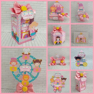 kit Personalizado Circo Rosa Laura ( Combo de 5pçs por modelo)