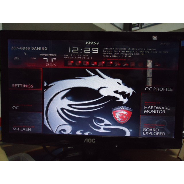 Core i7-4790 CPU MSI Z87-GD65 GAMING Placa Mãe Z87 MSI Z87 GD65