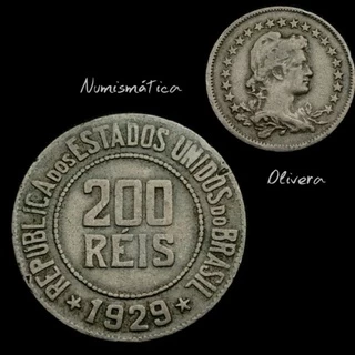 Moeda antiga 200 réis 1929 - Brasil. L.: 0081