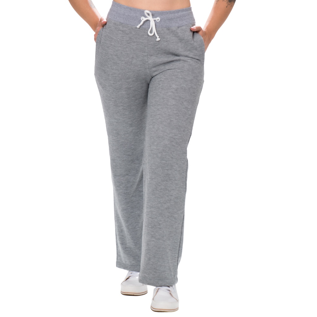 Calça Plus Size Feminina Pantalona em Moletom