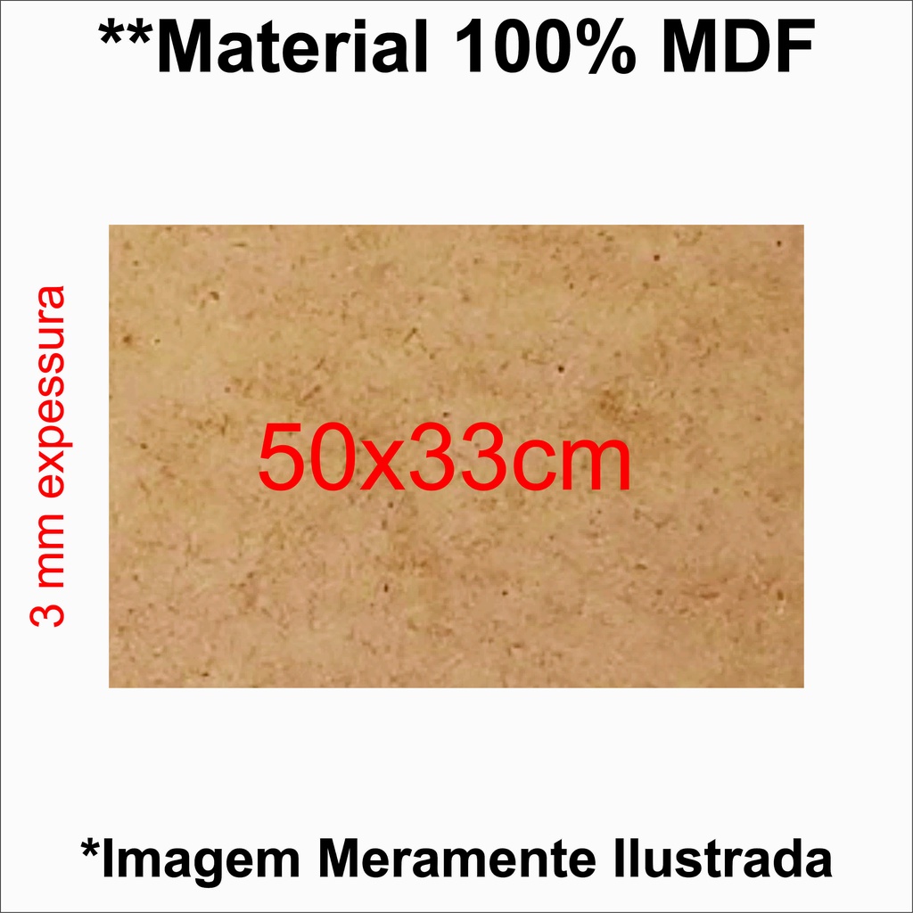 1 Placa Retangular 50x33 cm MDF 3MM Cru | Shopee Brasil