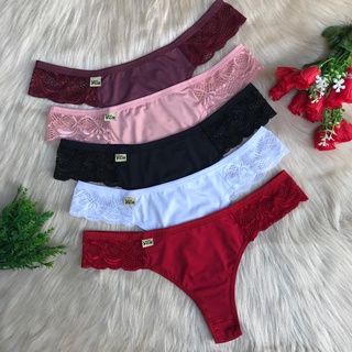 Kit 5 calcinhas tanga fio lisa plus size ViDa lingerie calcinha sexy com renda sensual lingeries sexys