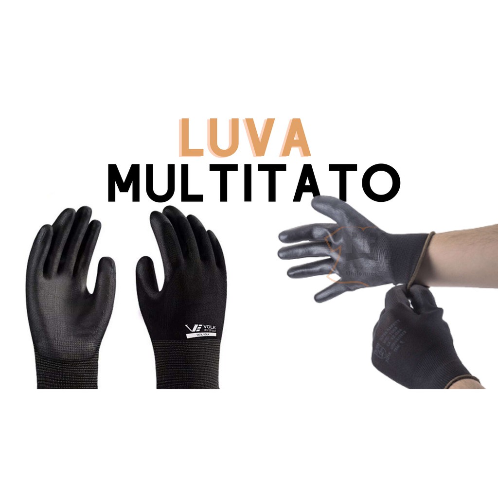 Luva Pu Multitato Preta (kit Com 12 Pares) - Ca | Shopee Brasil
