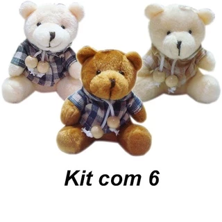 6 Mini Chaveiros Lembrancinha Ursinho De Pelúcia 8cm - Maternidade