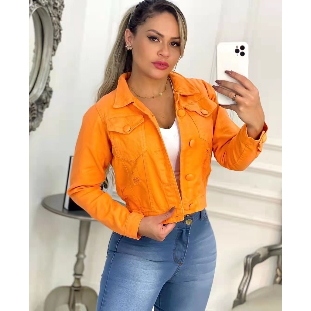 Jaqueta best sale jeans laranja