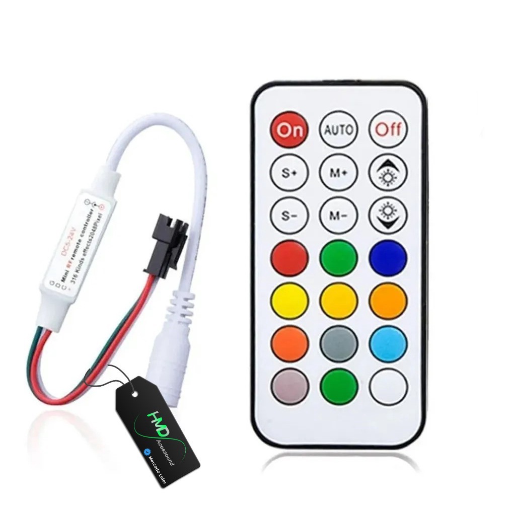 Controladora SP107e Bluetooth Fita LED RGB Digital 2811 2812 2815 6803 VU  Endereçada 5-24V - Planet Iluminação