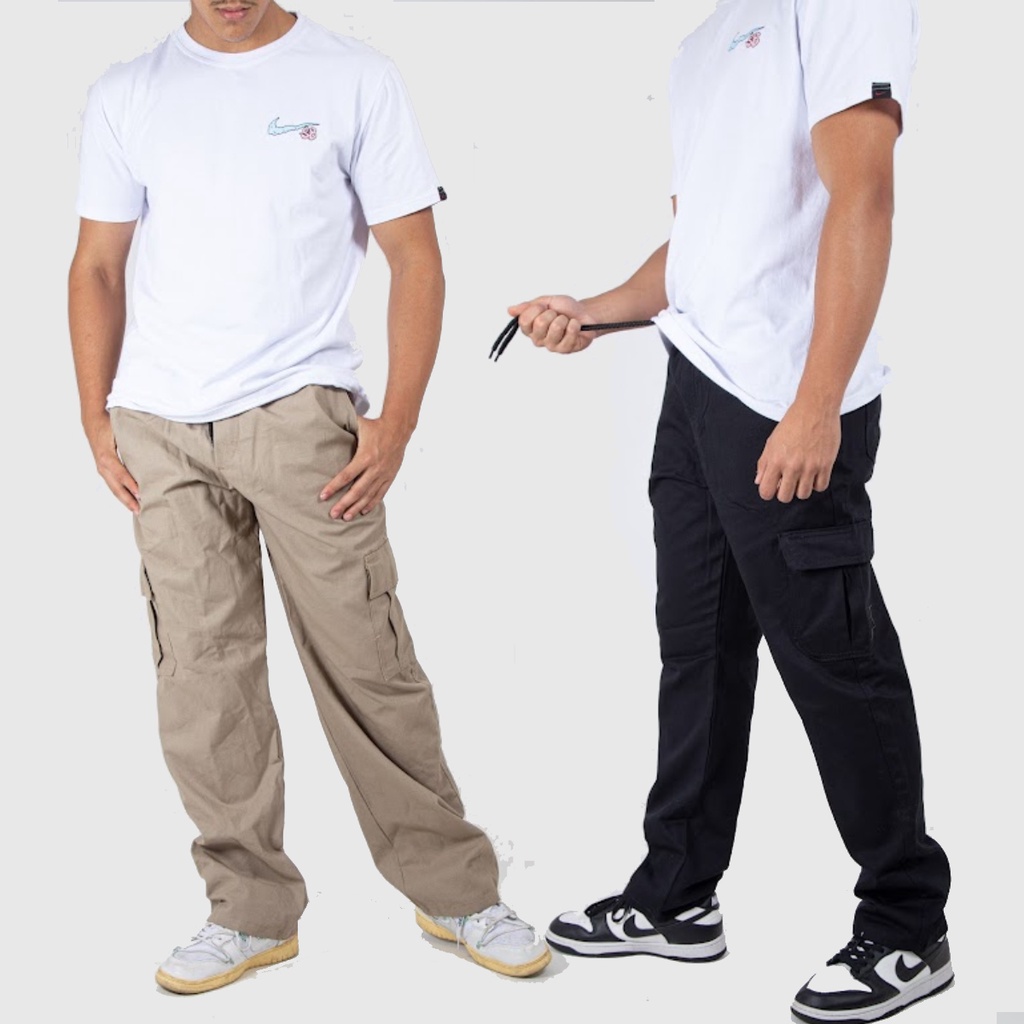 Calça Cargo Skatista Sarja Larga Casual Unissex - Promoção