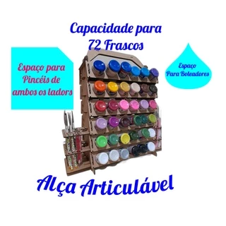 Suporte Organizador P/ Tinta Tecido PVA Acrilex Daiara 37ml Pinceis e Boleadores Pontialhismo
