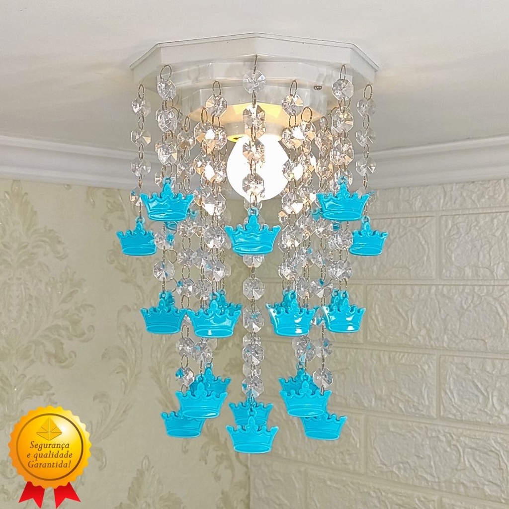Luminária de Teto para Quarto de Bebê Lustre Infantil Masculino Azul Decorar Chá Revelação