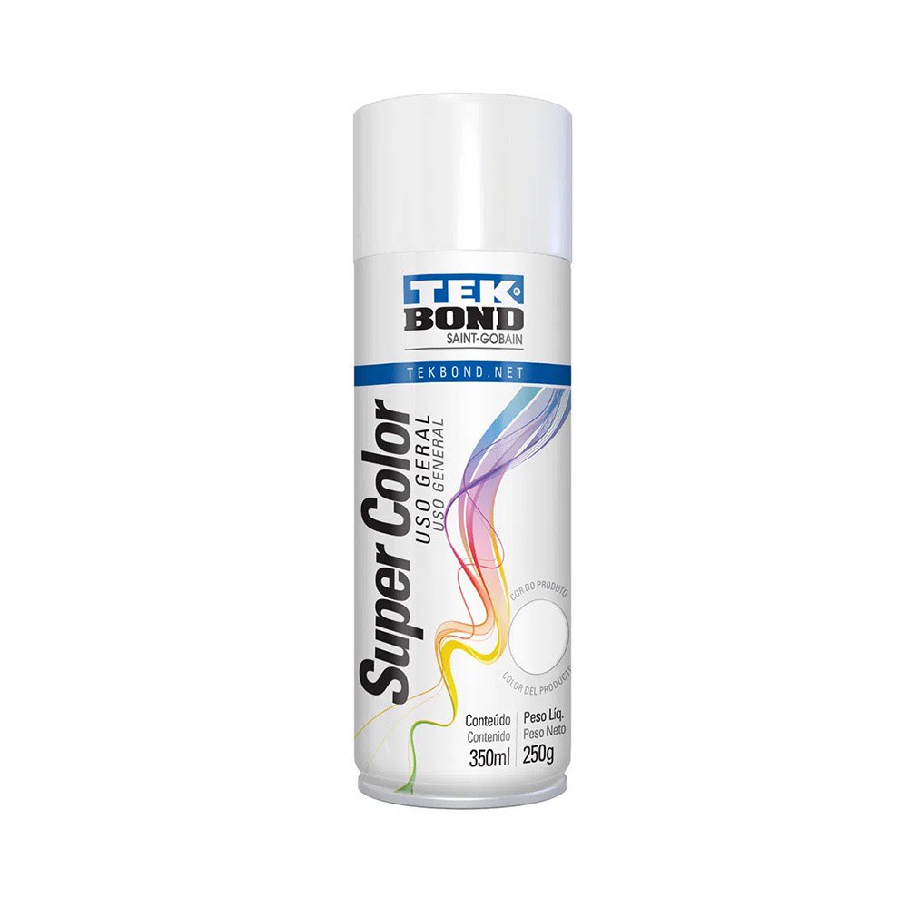 Tinta Spray Super Color Uso Geral Branco brilhante Tek Bond