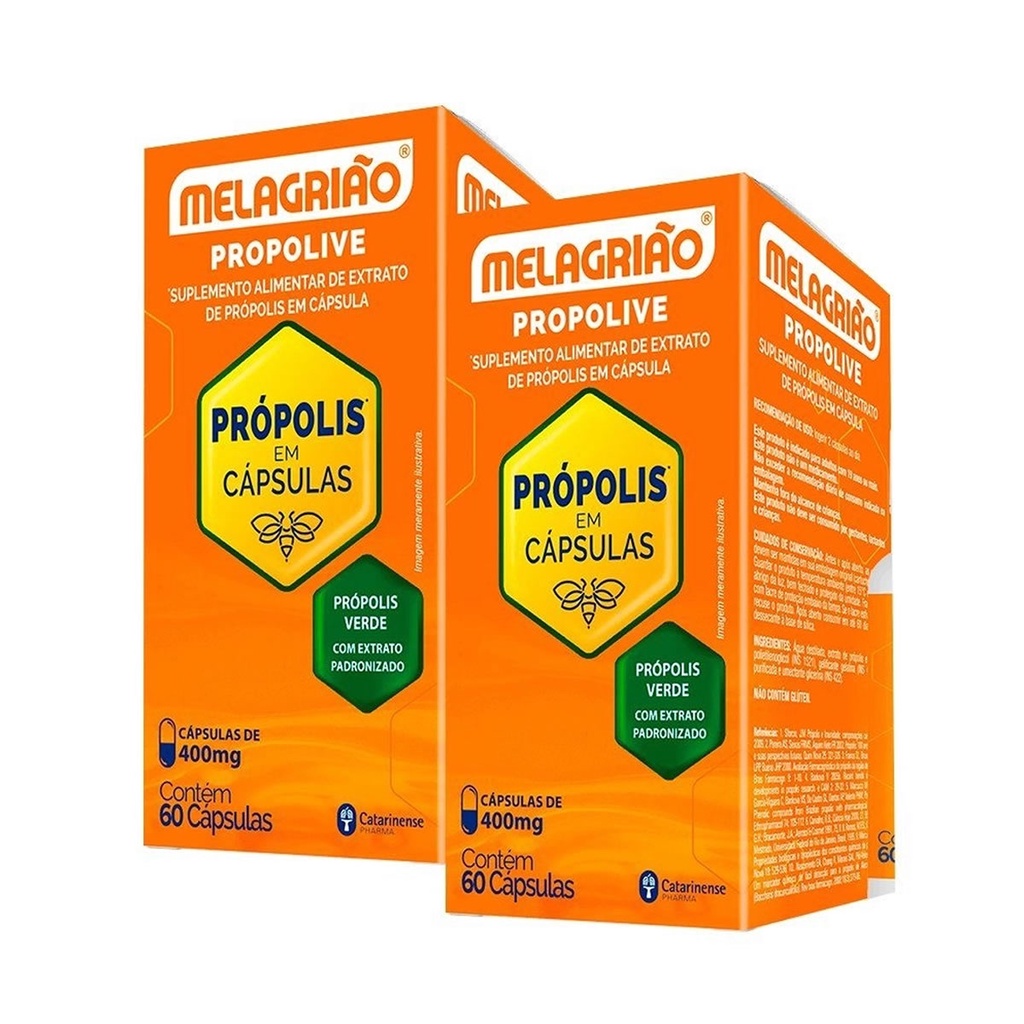 Melagrião Propolive Extrato de Própolis - 2 un de 60 Cápsulas ...