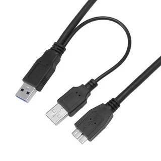 Cabo USB 3.0 Dual Power Y Shape 2 x Tipo A Para Micro B Duro Externo