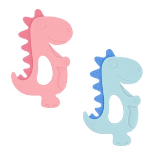 Mordedor de bebê Divertido De Silicone Dinossauro Rosa ou Azul - Pimpolho