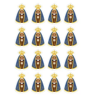 16, 32 e 48 unid. Apliques Nossa Senhora Aparecida Estampado Termocolante Roupas e Acessórios