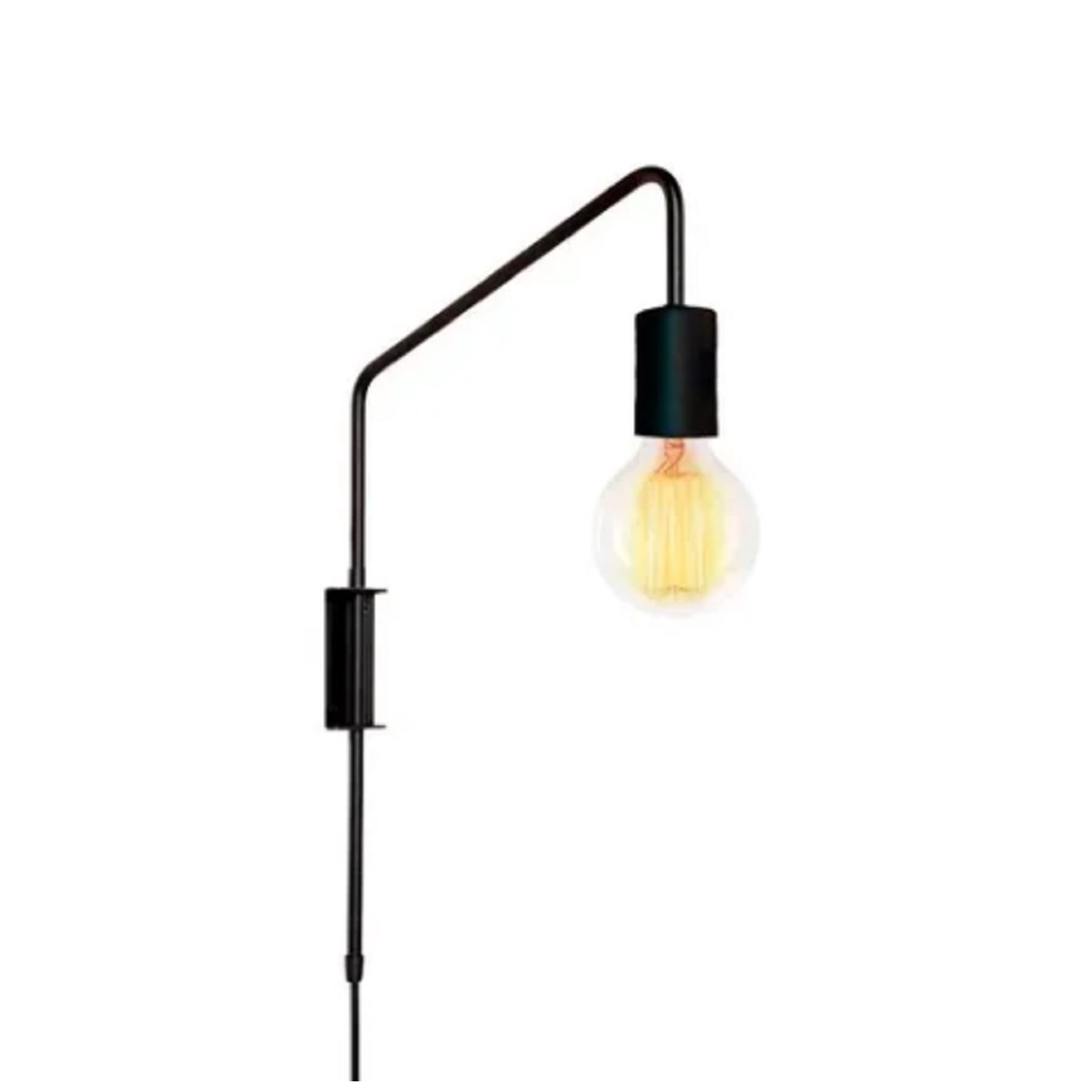 Arandela Parede Industrial Slim Sput Tube Retro Preta