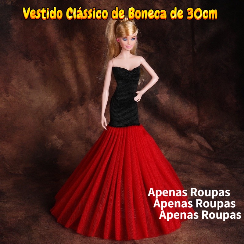 1 Conjunto De Roupas Barbie Boneca Princesa Vestido Preto De Cima 1/6 BJD  Bonecas Acessórios Para Presente Meninas