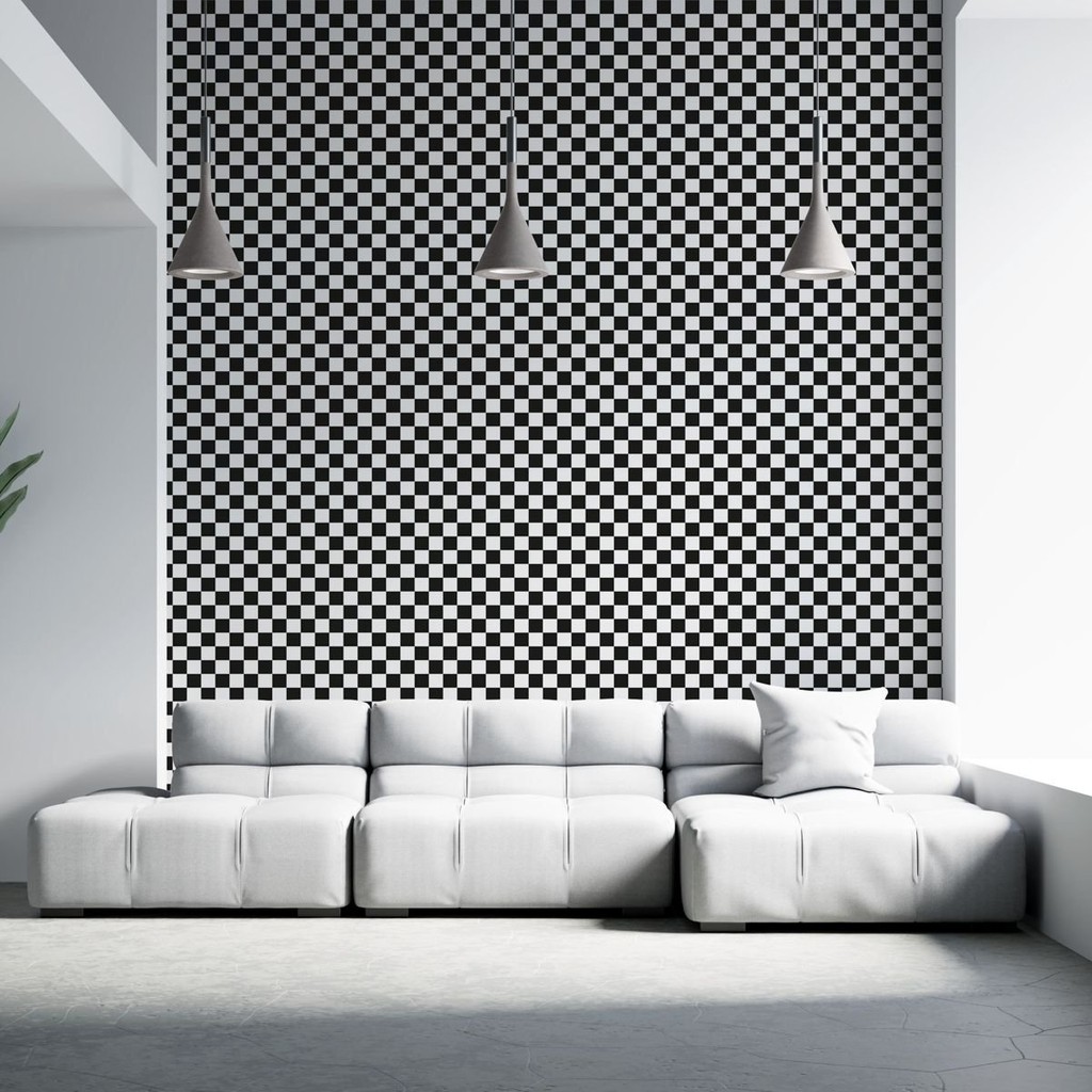 Papel de parede xadrez preto e branco