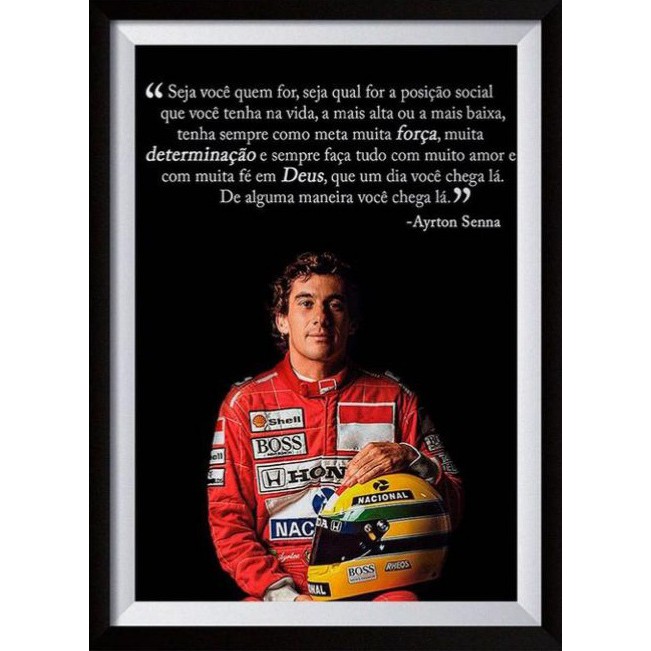 Quadro/Placa Decorativa Ayrton Senna/Frase Motivacional/Preto e Branco Para Sala/Quarto