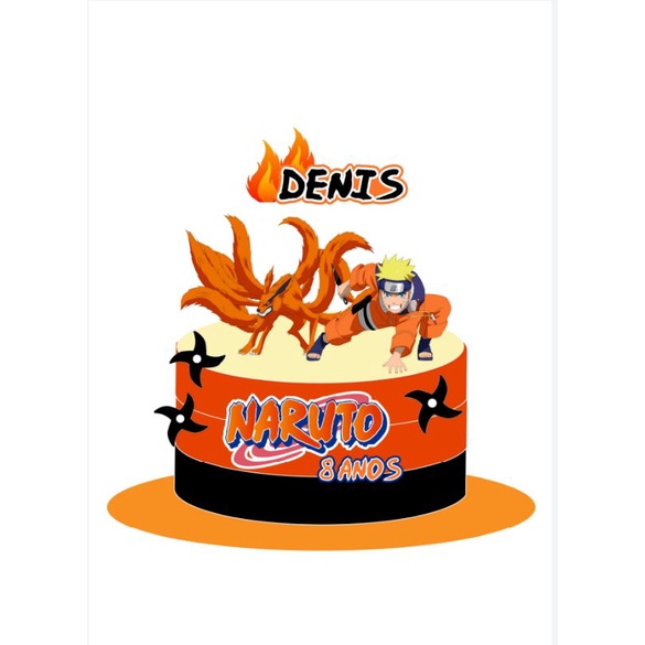 Topo Topper De Bolo Personalizado Aniversário Naruto