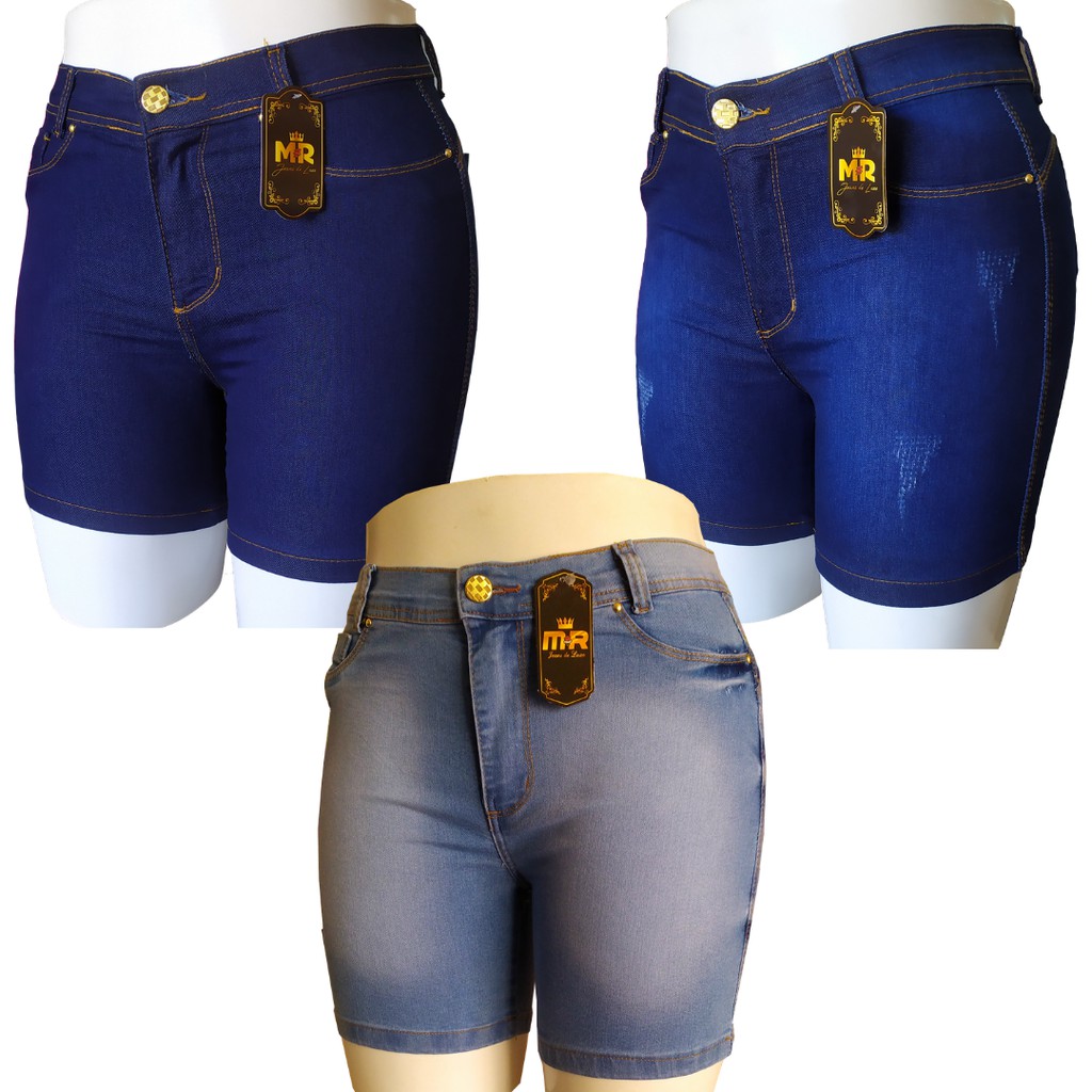 Kit 3 Short Feminino Jeans Com Licra Plus Size Tamanho Grande 5 em Promoção  na Americanas