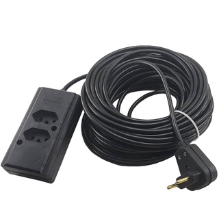 Extensão Elétrica Tamanhos Diversos cabo pp2x2,5mm tomada Dupla 10a Reforçada Preta 3 5 10 15 20 Metros