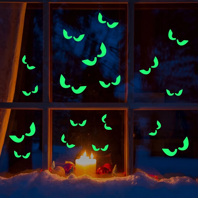 Etiquetas da janela do Dia das Bruxas - fantasma humano assustador com  olhos sangrentos decalques da,janela vidro removíveis para decoração festa  Apujent