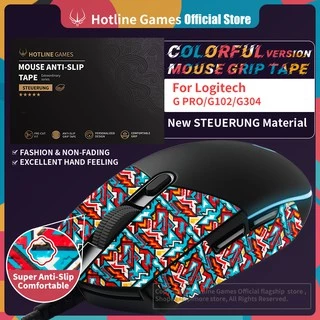 Hotline Games Colorful Mouse Grip Tape for Logitech G PRO/G102/G203/G304/G305 Gaming Mouse Anti-Slip Tape