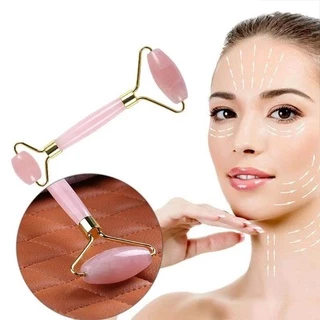 Rolinho Rolo Massageador Facial Pedra Quartzo Rosa Antirugas