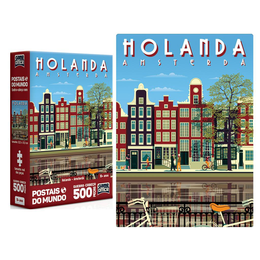 Jogo Quebra Cabeça Amsterdã Puzzle Paisagem Holanda 500 Peça